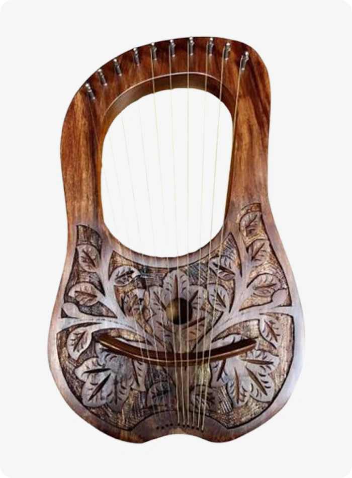 Custom Made Rosewood 10 Metal String Leaves Lyre Harp