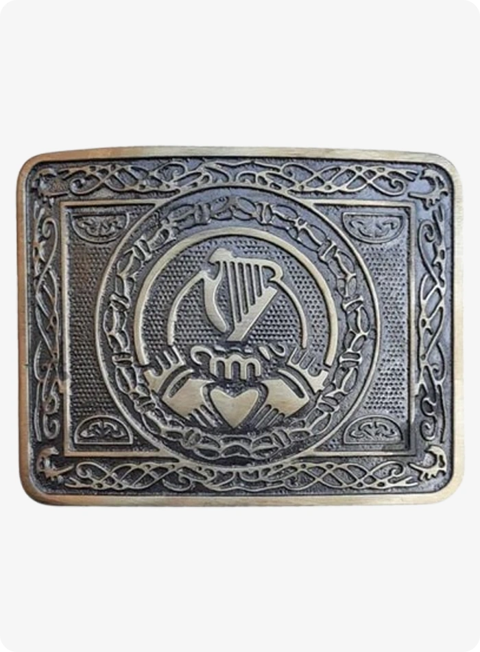Maßgefertigte Antike Harfe Claddagh Kilt-Gürtelschnalle