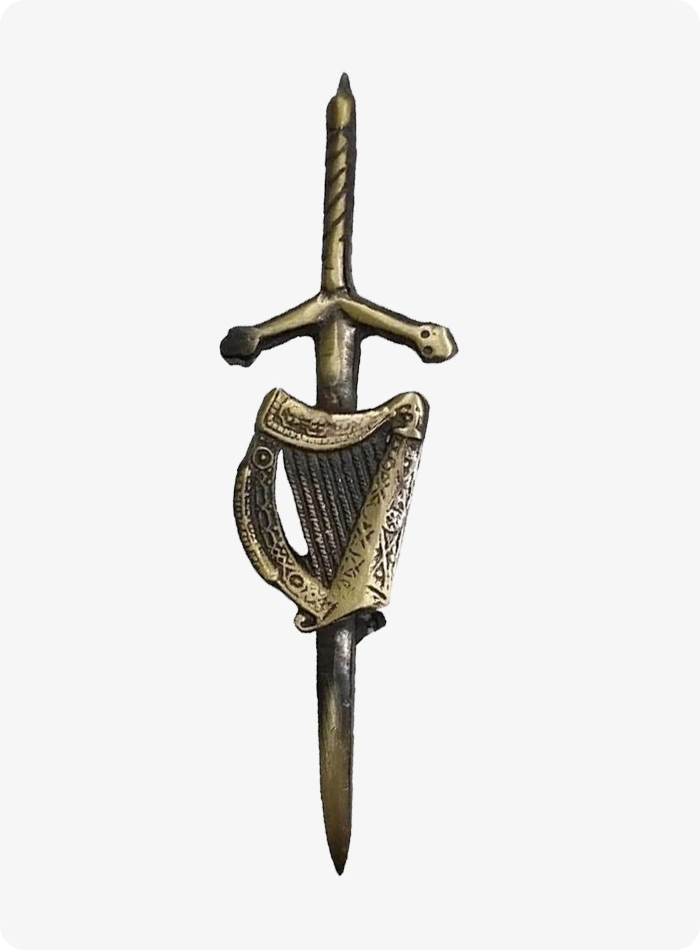 Custom Made Antique Irish Harp Kilt Pin