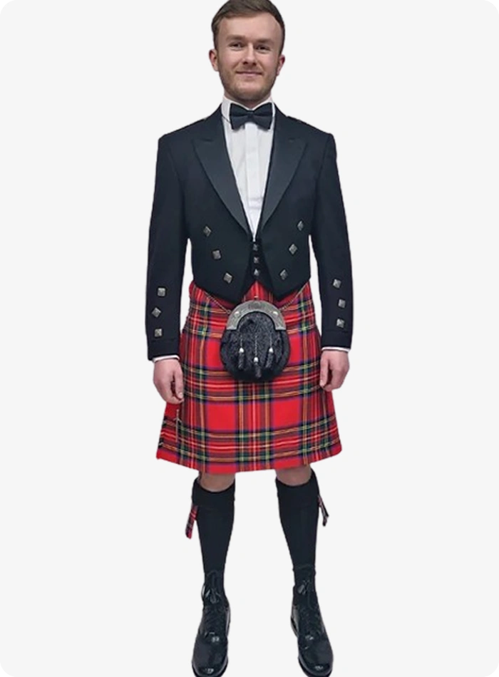 Maßgefertigtes Schwarzes Argyle Kilt Outfit