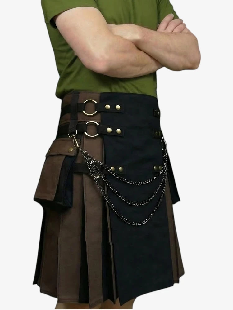 Schwarzer Hybrid-Gotik-Kilt mit Ketten