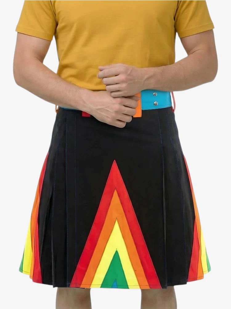 Schwarzer moderner Regenbogen-Kilt