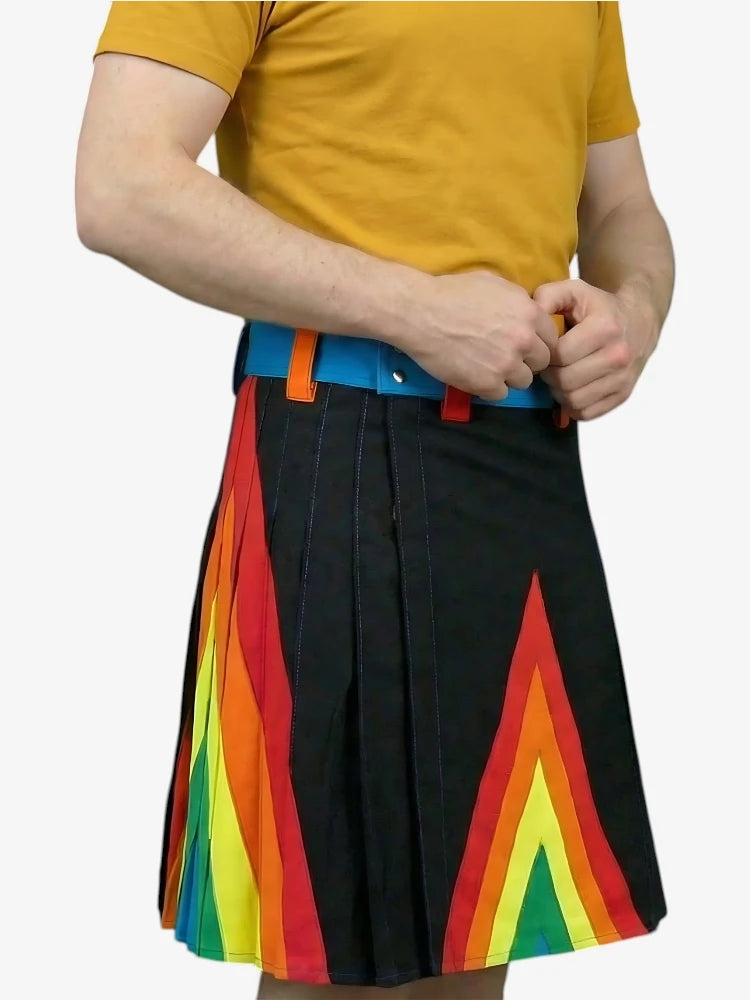 Schwarzer moderner Regenbogen-Kilt