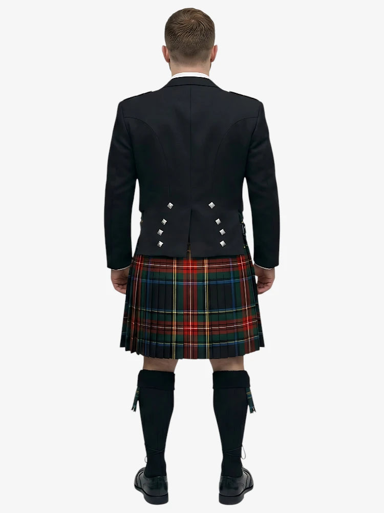Black Stewart Tartan Prince Charlie Kilt Outfit