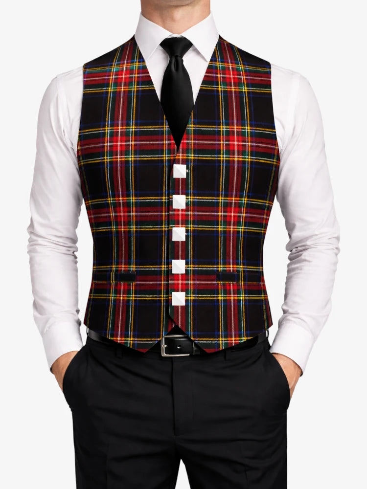 Black Stewart Tartan Waistcoat