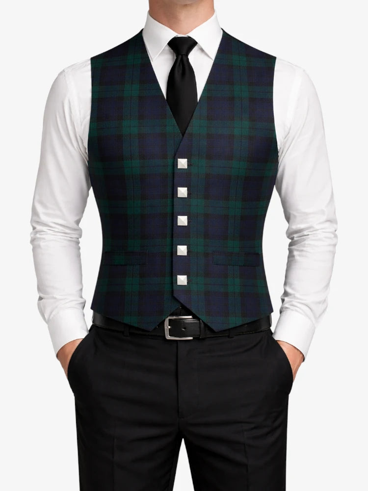 Maßgefertigte Black Watch Tartan Weste