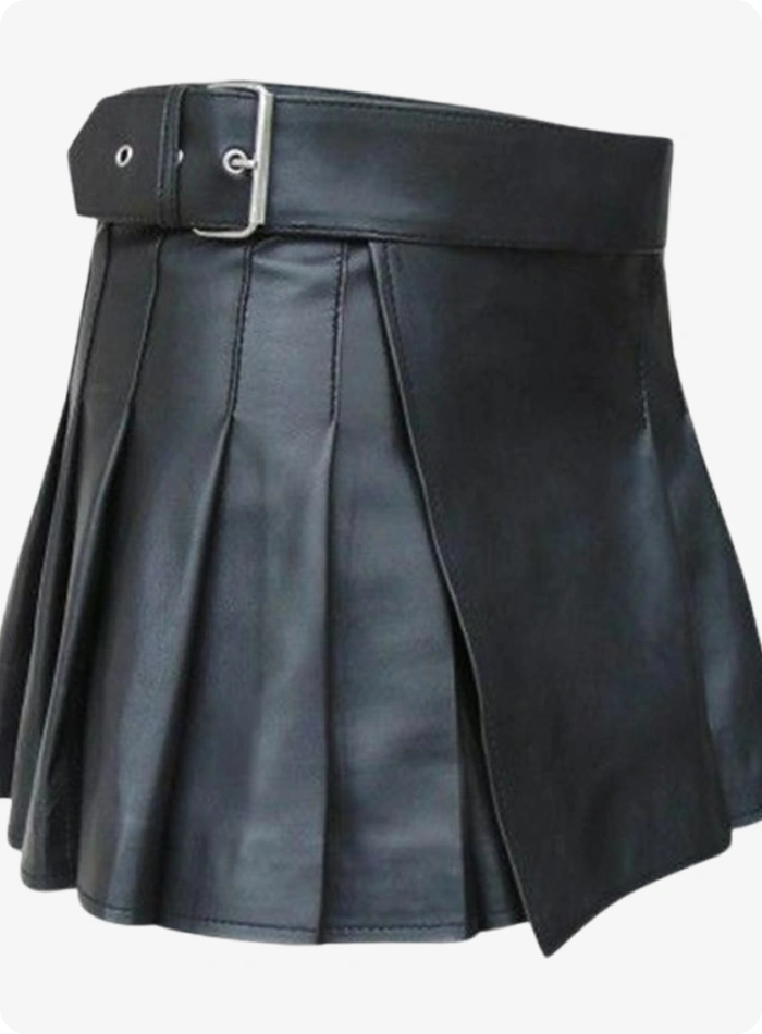 Hochwertiger Schwarzer Damen Lederkilt