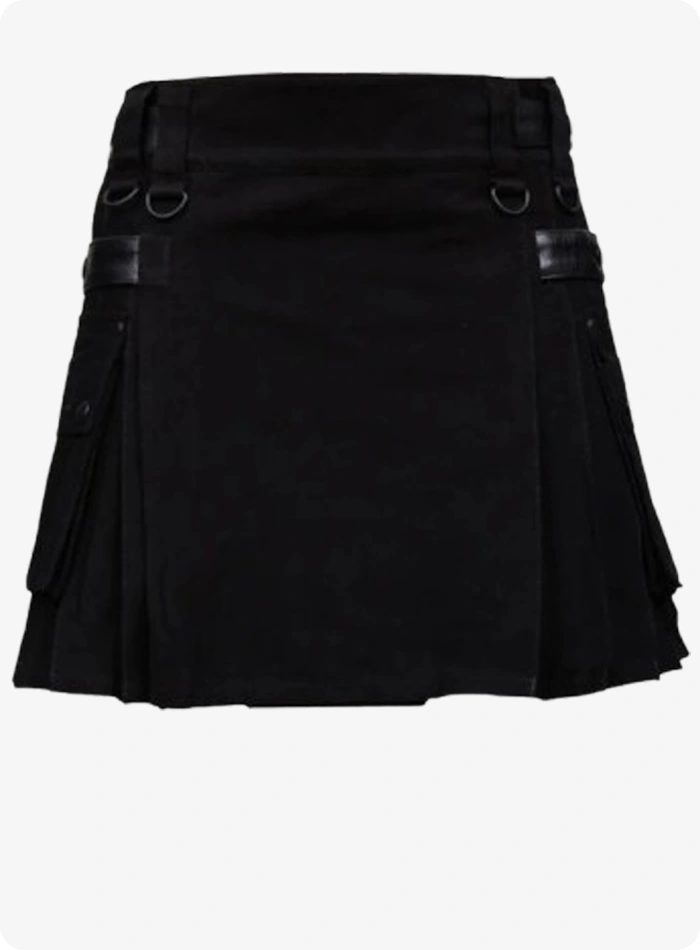 Maßgefertigter Schwarzer Damen Utility Kilt