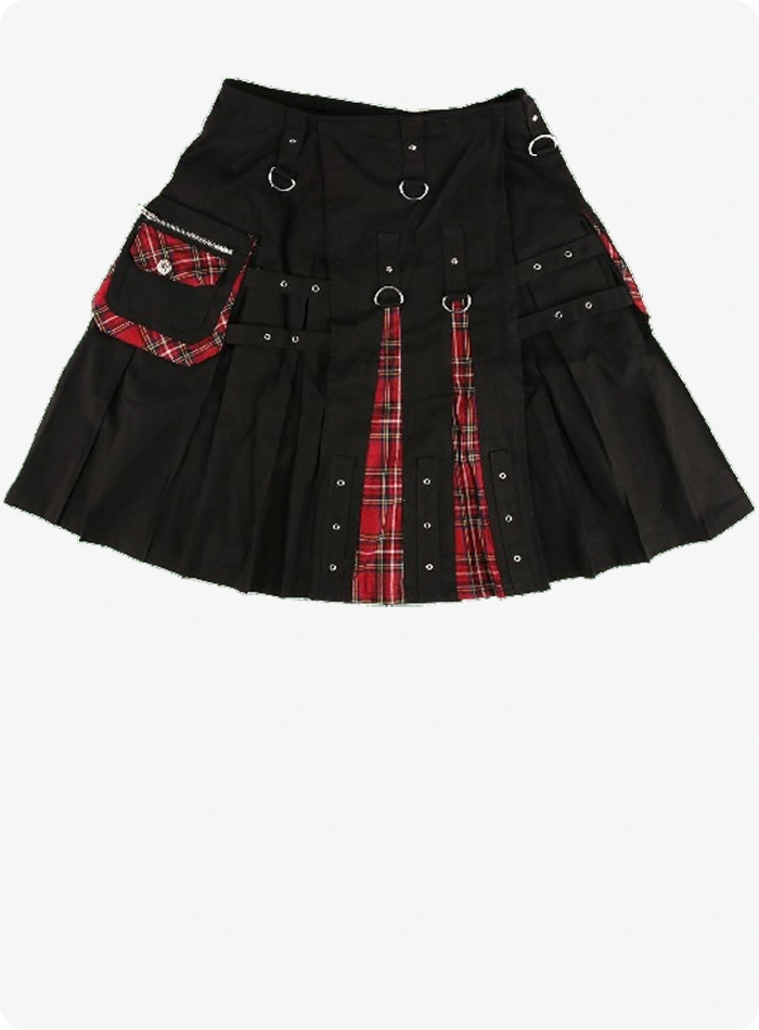 Maßgefertigter Schwarzer Damen Hybrid Kilt