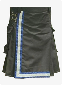 Maßgefertigter Schwarz-Blauer Feuerwehr-Kilt