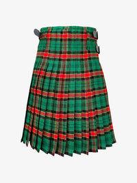 Green and red plaid kilt on a white background