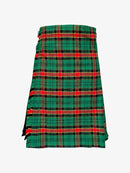 Green and red plaid kilt on a white background