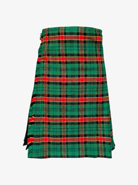 Green and red plaid kilt on a white background