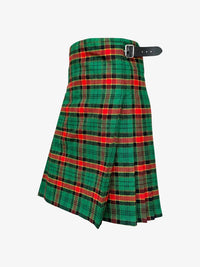 Green plaid kilt with a belt on a white background