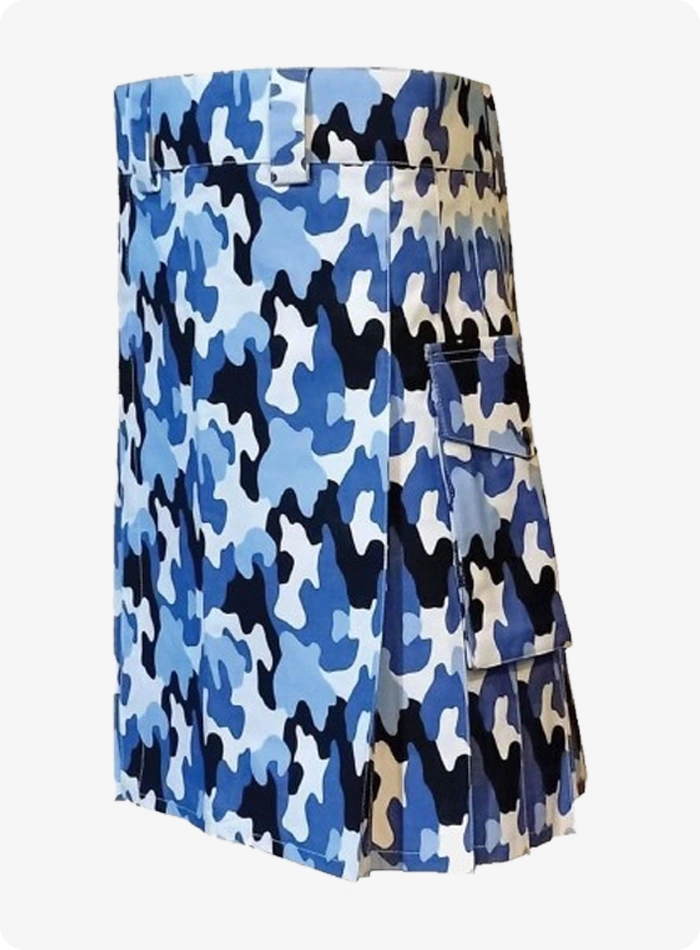 Maßgefertigter Blau Camouflage Utility Kilt
