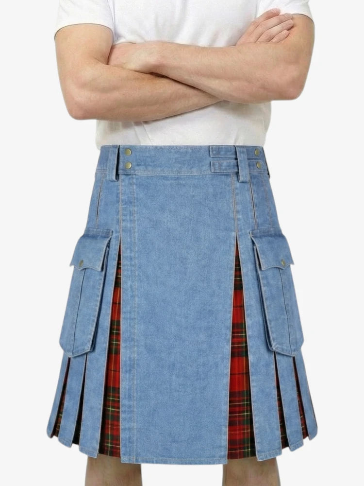 Blauer Denim-Cargo-Kilt