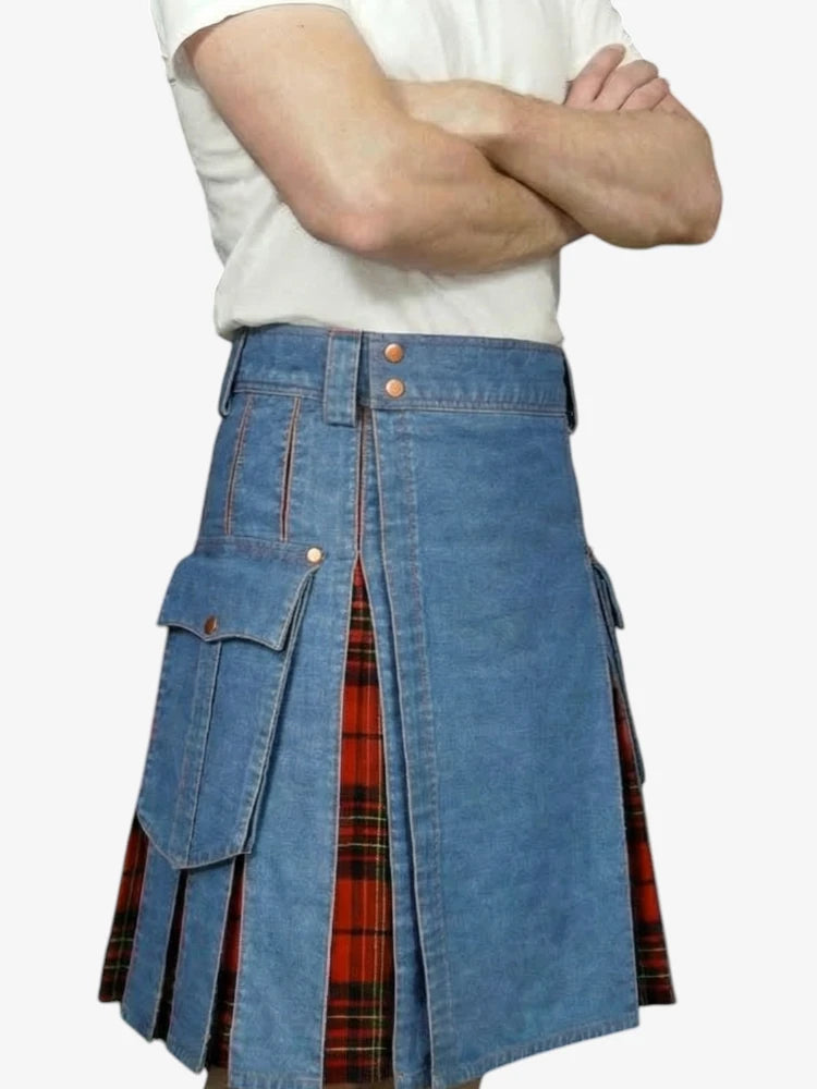 Blauer Denim-Cargo-Kilt