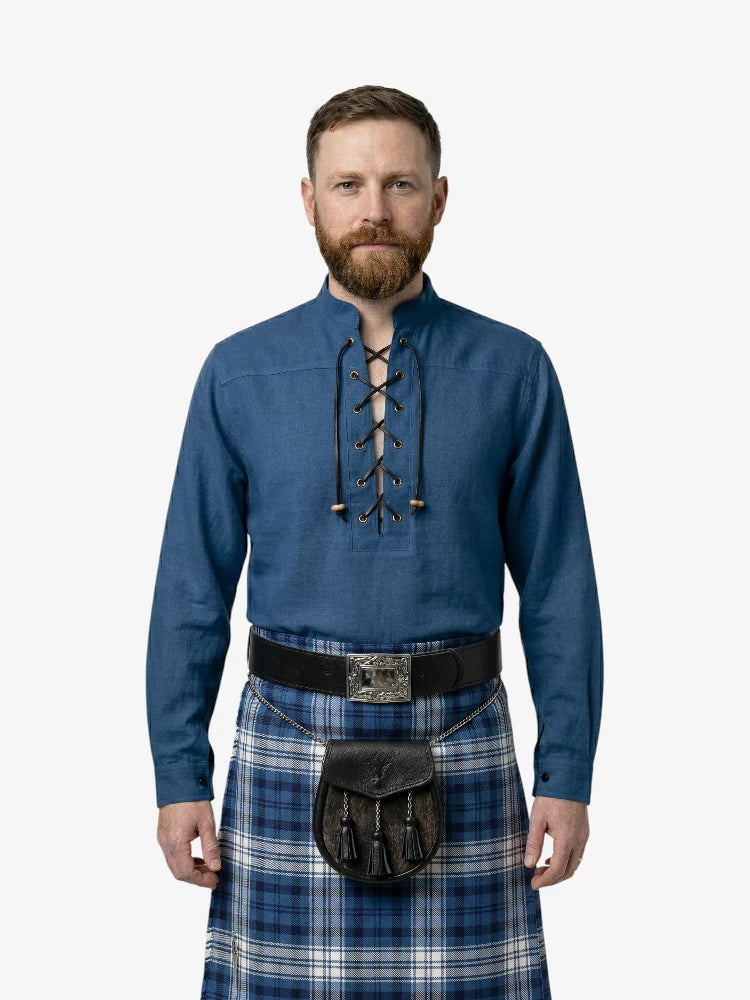 Maßgeschneidertes blaues Jacobite Ghillie Hemd