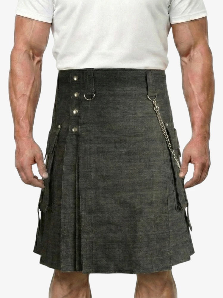 Brauner Denim-Kilt