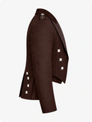 Brown coat with white buttons on a white background