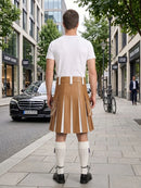 Camel And White Leather Hybrid Utility Kilt Back Side