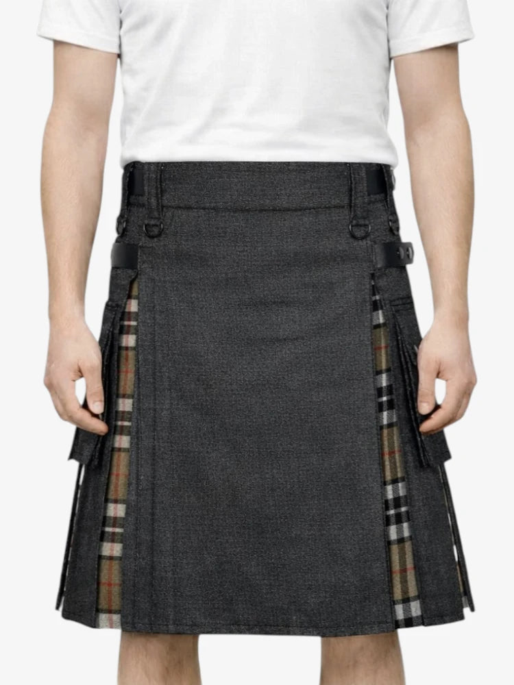 Campbell Tartan schwarzer Denim-Kilt