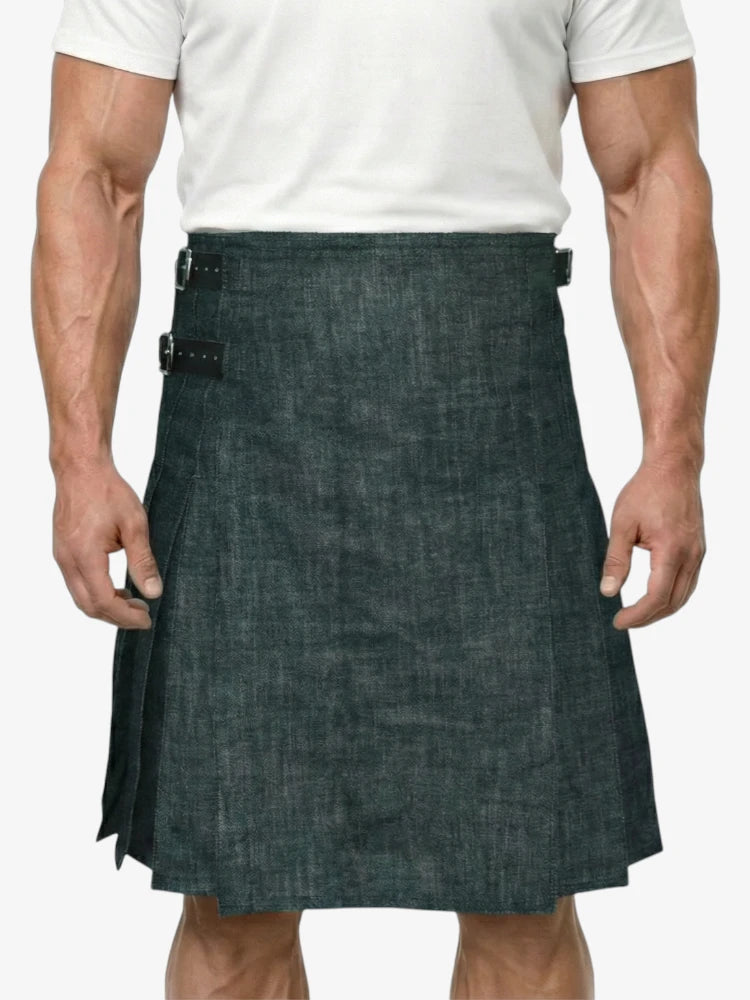 Anthrazitgrauer Denim-Kilt