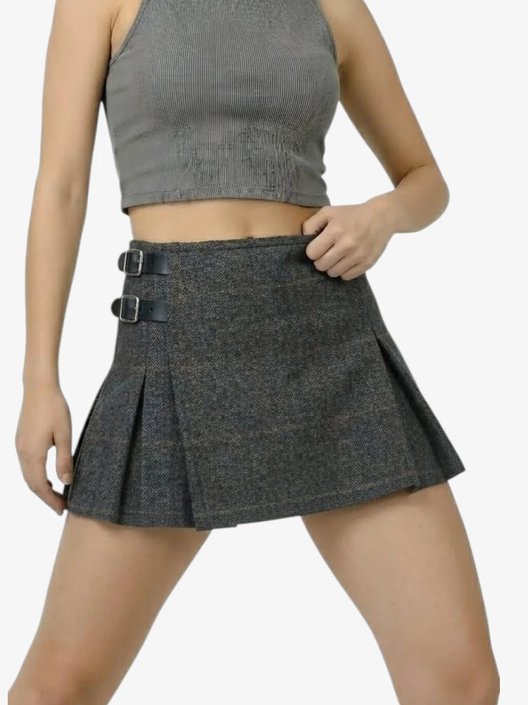 Damen Anthrazitgrauer Tweed Kilt