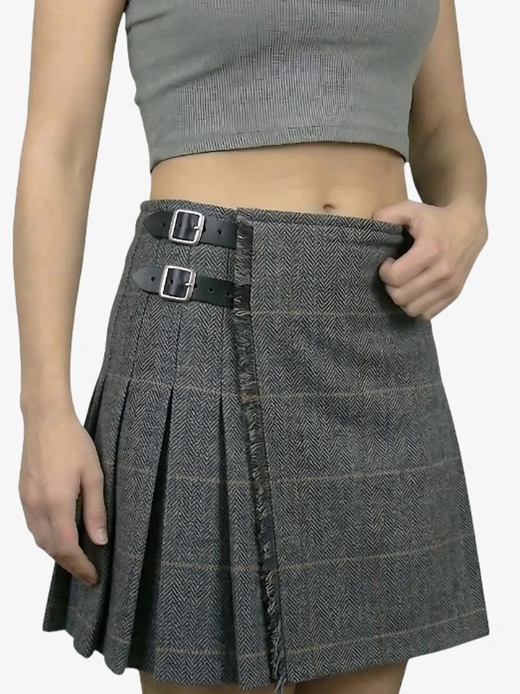 Damen Anthrazitgrauer Tweed Kilt
