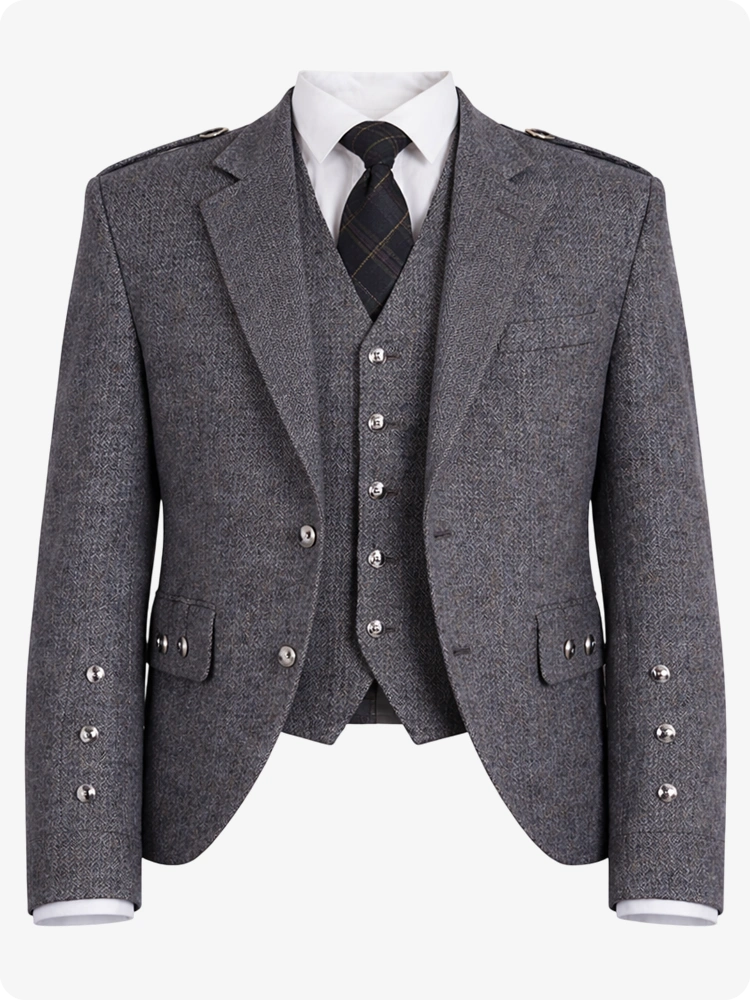 Charcoal Herringbone Tweed Argyle Jacket