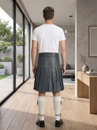 Charcoal Leather Utility Kilt Back Side