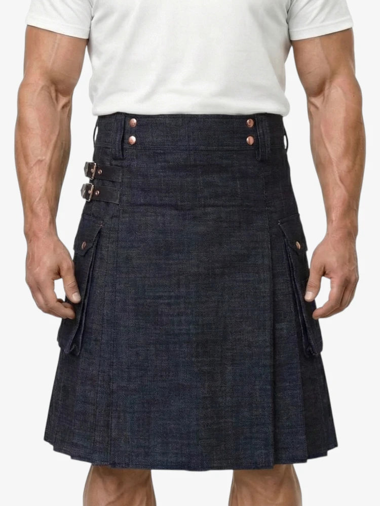 Klassischer blauer Denim-Kilt