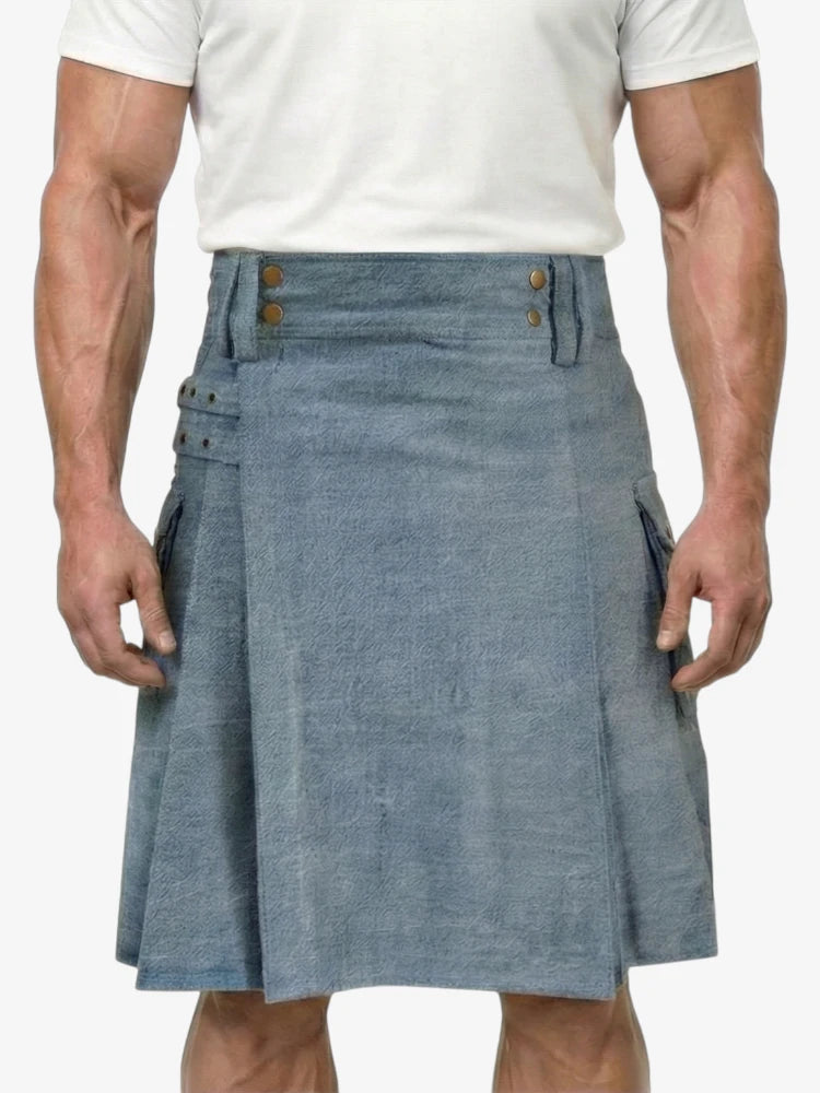 Klassischer grauer Denim-Kilt