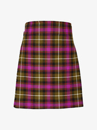 Plaid kilt with pink and green pattern on a white background