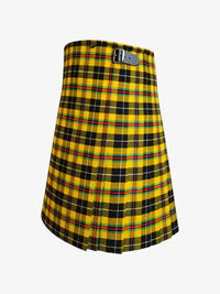 Yellow and black plaid kilt on a white background
