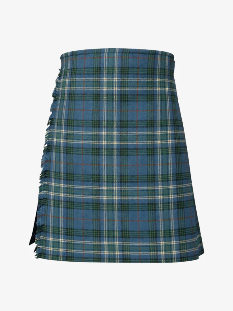Blue plaid kilt on a white background