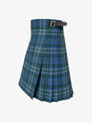 Blue plaid kilt with a belt on a white background