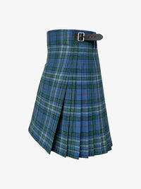 Blue plaid kilt with a belt on a white background