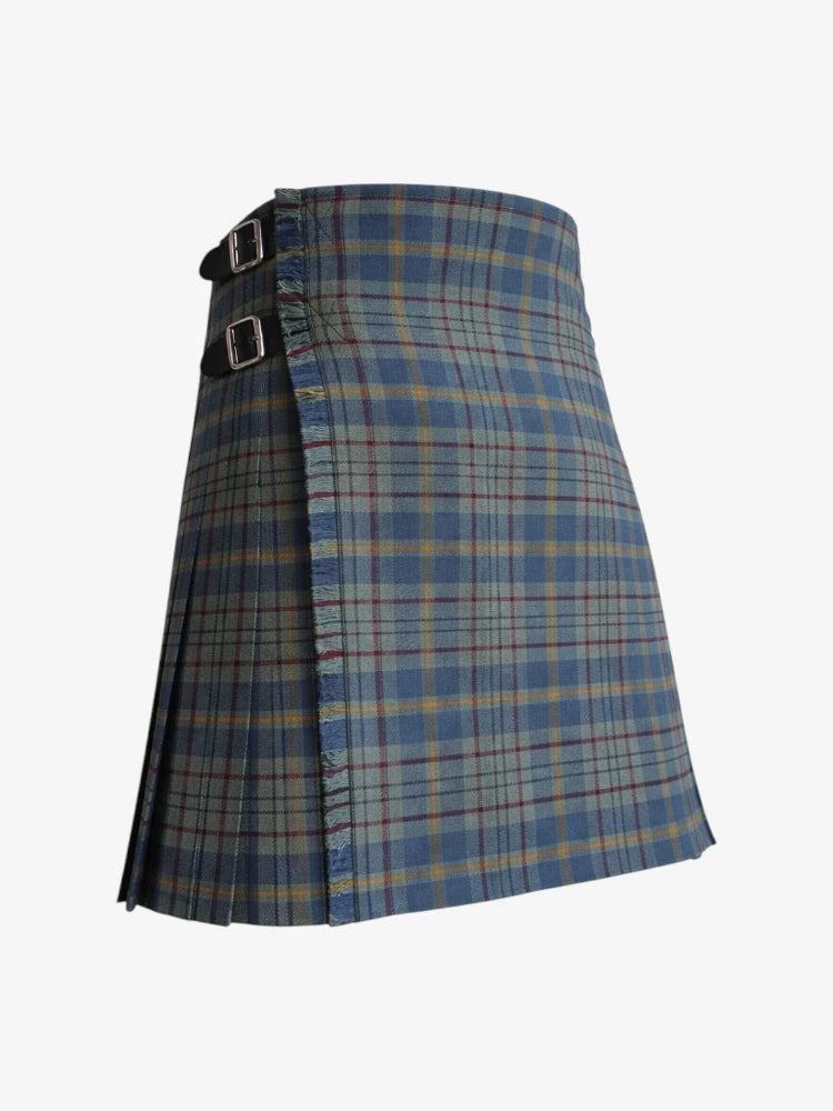 Plaid kilt with a belt on a white background