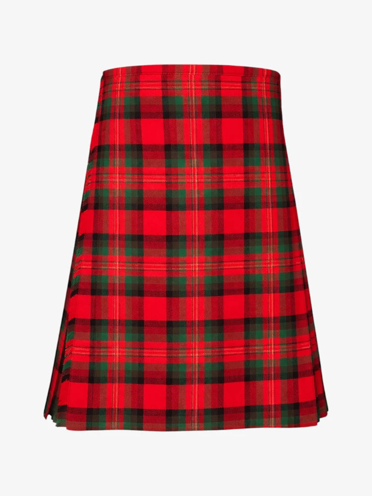 Red and green plaid kilt on a white background