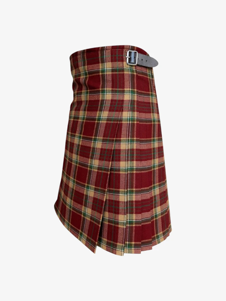 Plaid kilt with a belt on a white background