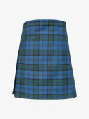 Blue and green plaid kilt on a white background