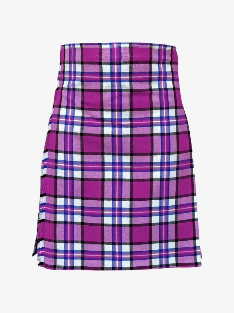 Purple plaid kilt on a white background