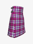 Purple plaid kilt on a white background