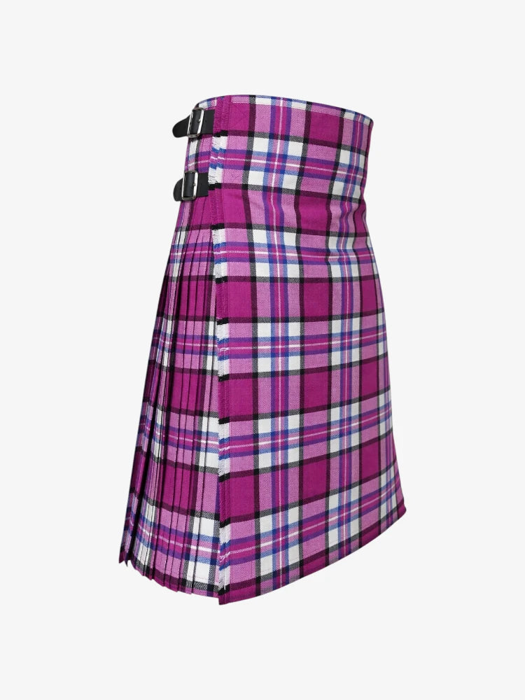 Purple plaid kilt on a white background