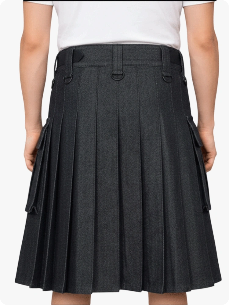 Maßgefertigter schwarzer Herren-Denim-Arbeitskilt