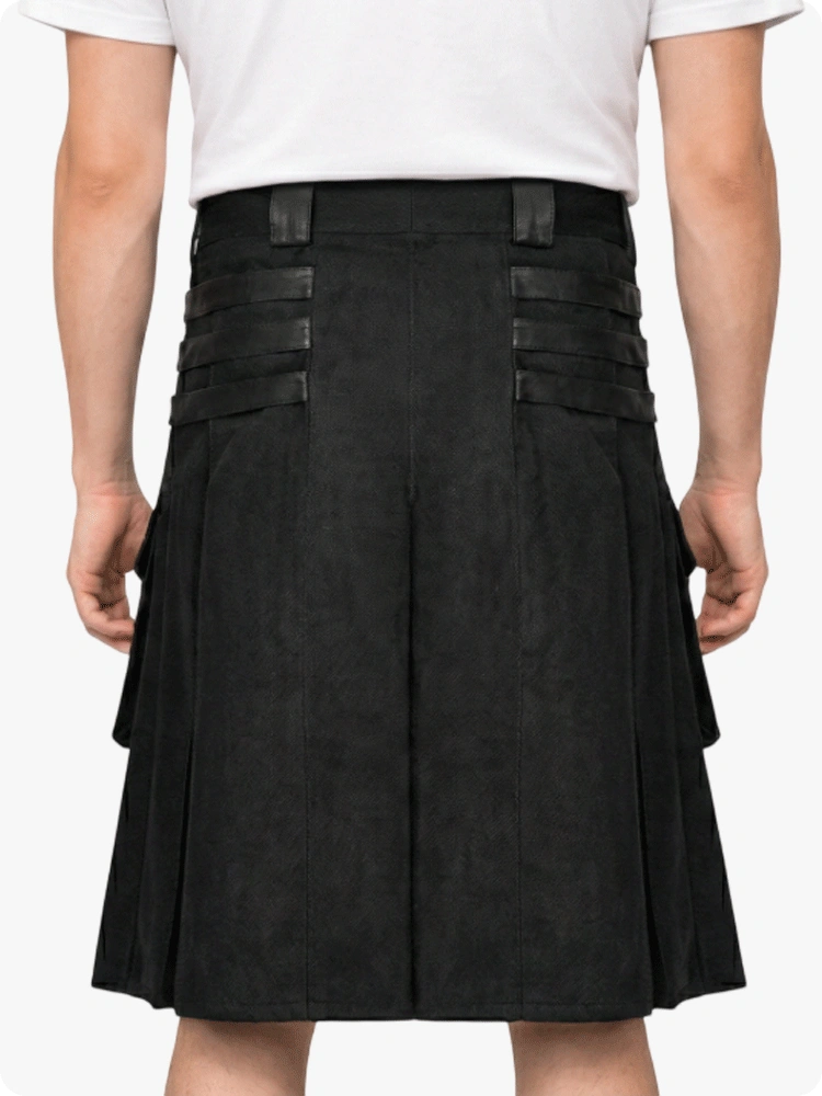 Maßgefertigter schwarzer Gothic Utility-Kilt