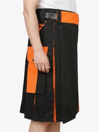 Black and orange skirt with a white background