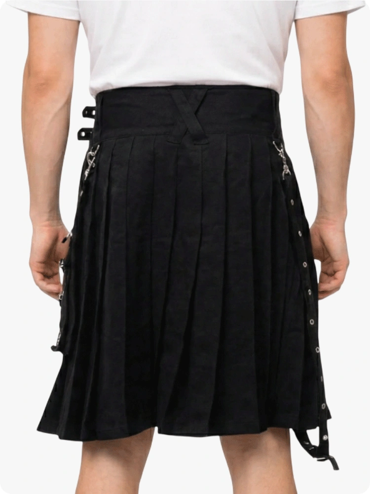 Maßgefertigter schwarzer Utility Gothic Kilt