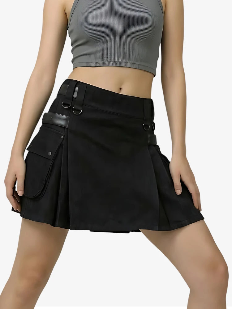 Maßgefertigter Schwarzer Damen Utility Kilt